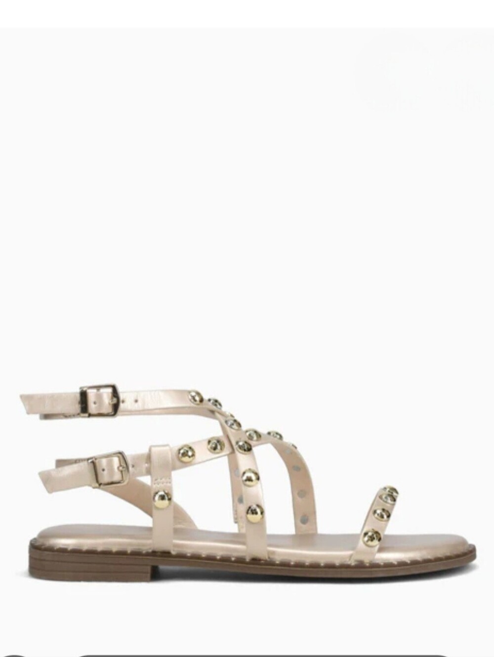 BKS Vianne Studded Gladiator Sandals - Beige/Off-White - Size 8